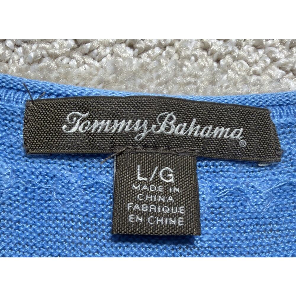 TOMMY BAHAMA 100% Linen Tie Neckline Sleeveless Embellished Top Size Large - Picture 7 of 10
